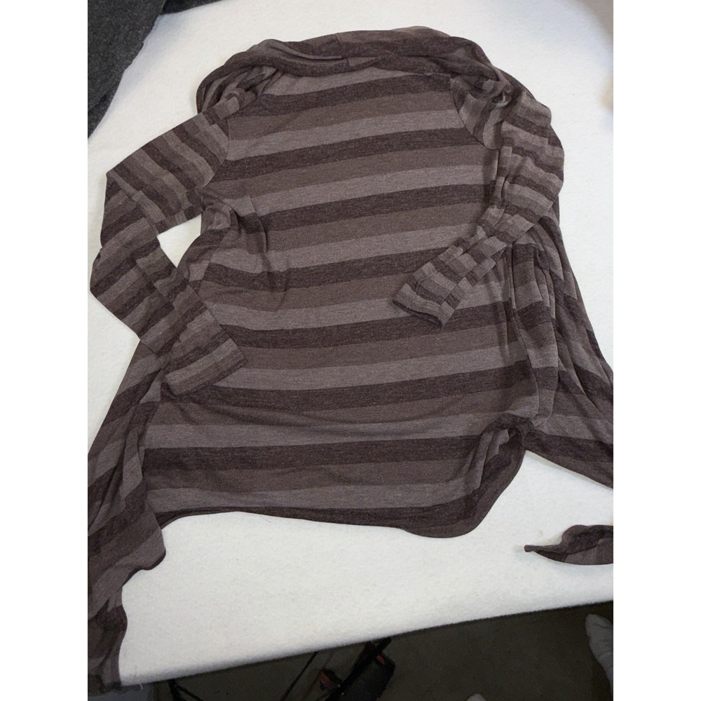 Olivia Moon Womens 1X Brown Striped Open Front Cardigan Tie Front Lightweight - Picture 8 of 10